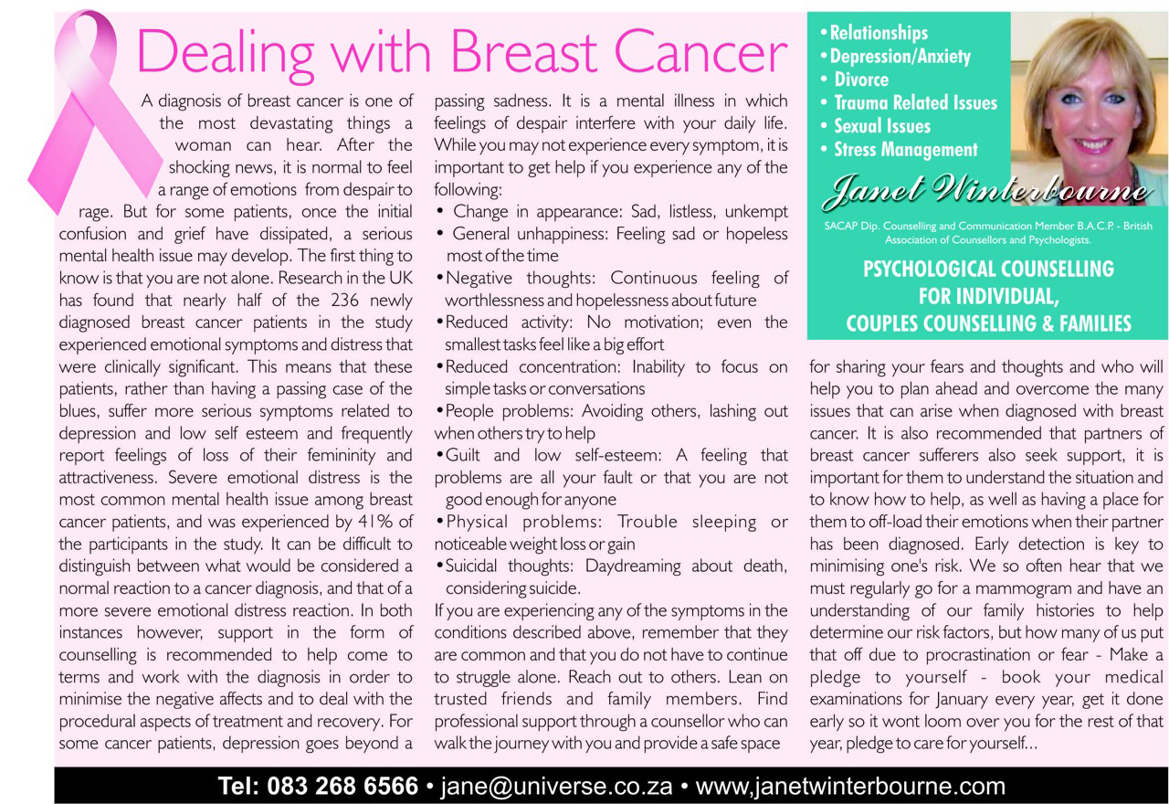 Dealing with Breast Cancer Psychologist Cape Town